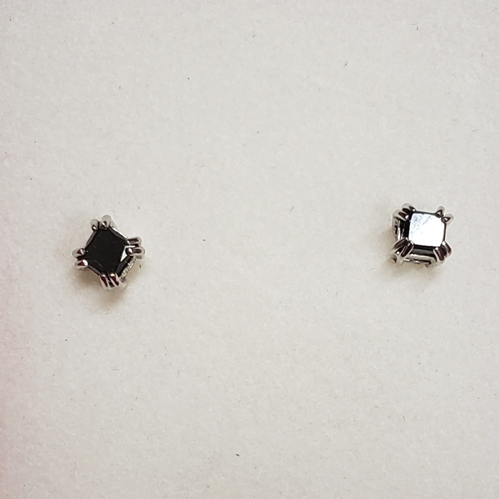 Black Diamond Stud Earrings in Sterling Silver